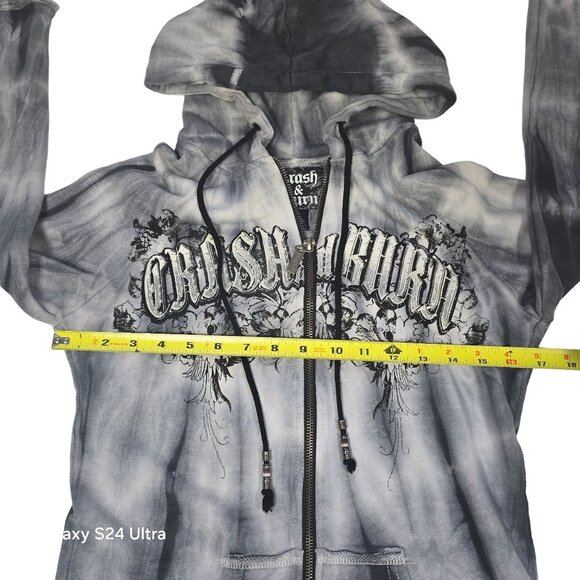 Crash & Burn Affliction Gothic Hooded Jacket Tie-Dye Full Zip Streetwear Med - Picture 5 of 13